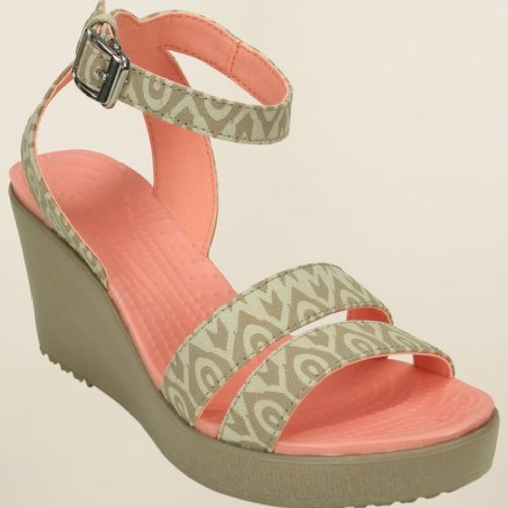 Crocs Womens 'Leigh Graphic Wedge' Open Toe Shoes - size 10. Great condition.
